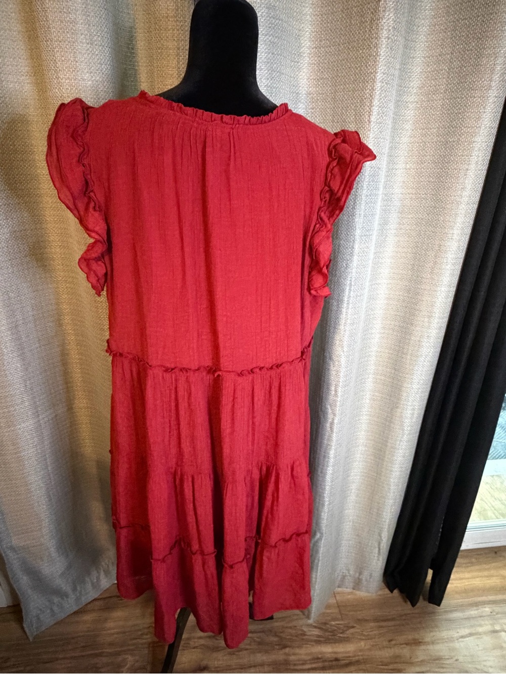Tiered Ruffle Midi Dress in Rust - Picture 6 of 6